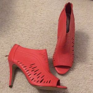 Bright orange xappeal open toe cutout heals